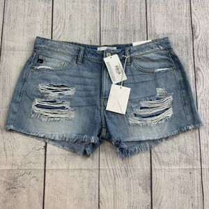 KanCan Jean Shorts sz 13 / 30 Inseam 3" Boyfriend Mid Rise Distressed New NWT